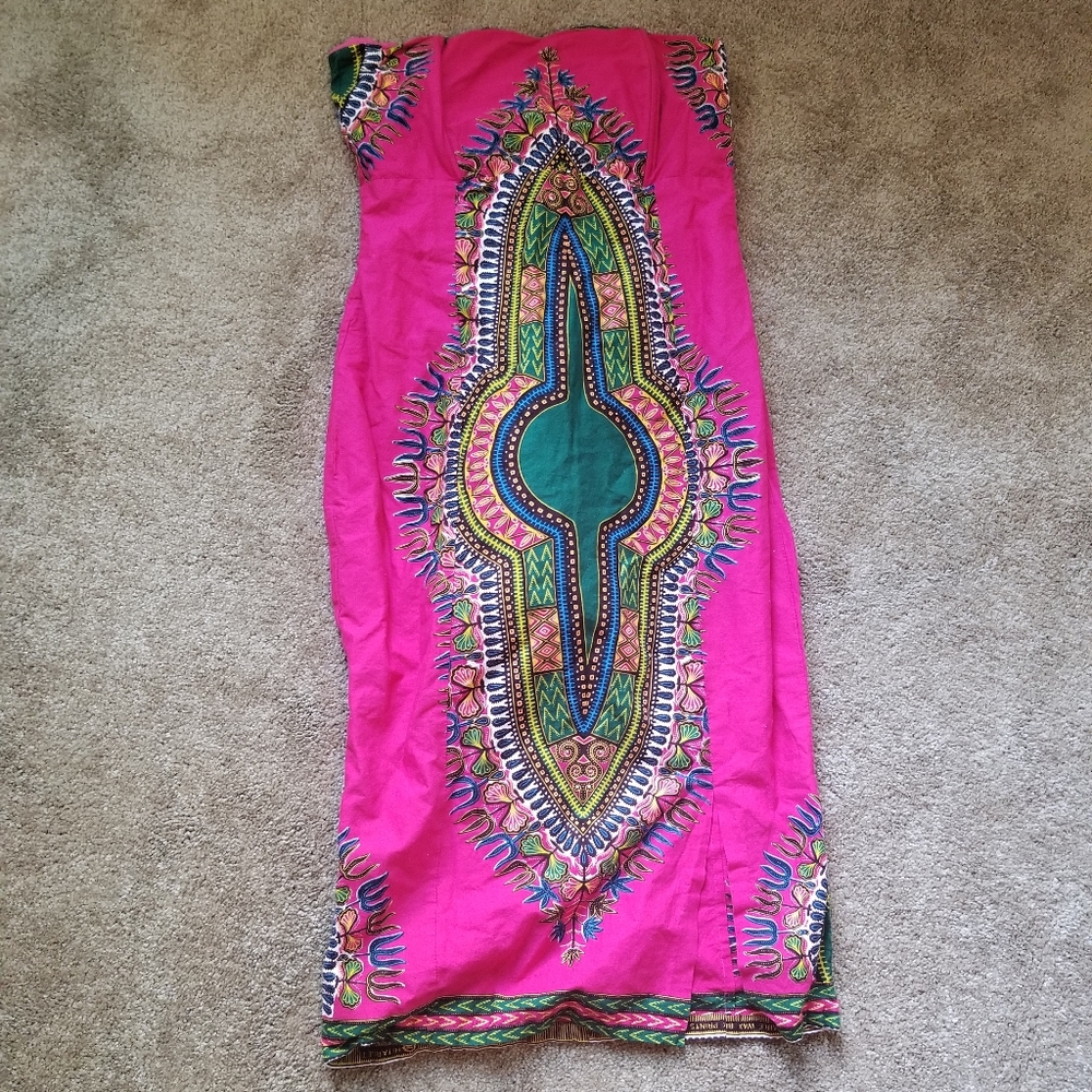 Pink African Strapless Dress